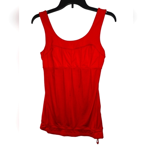 lululemon athletica Tops - Lululemon Red Sunset Tank Drawstring Hem Side Pocket Size 4